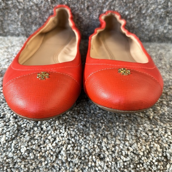 Tory Burch York Orange Leather Ballet Flats 8M - Picture 3 of 11